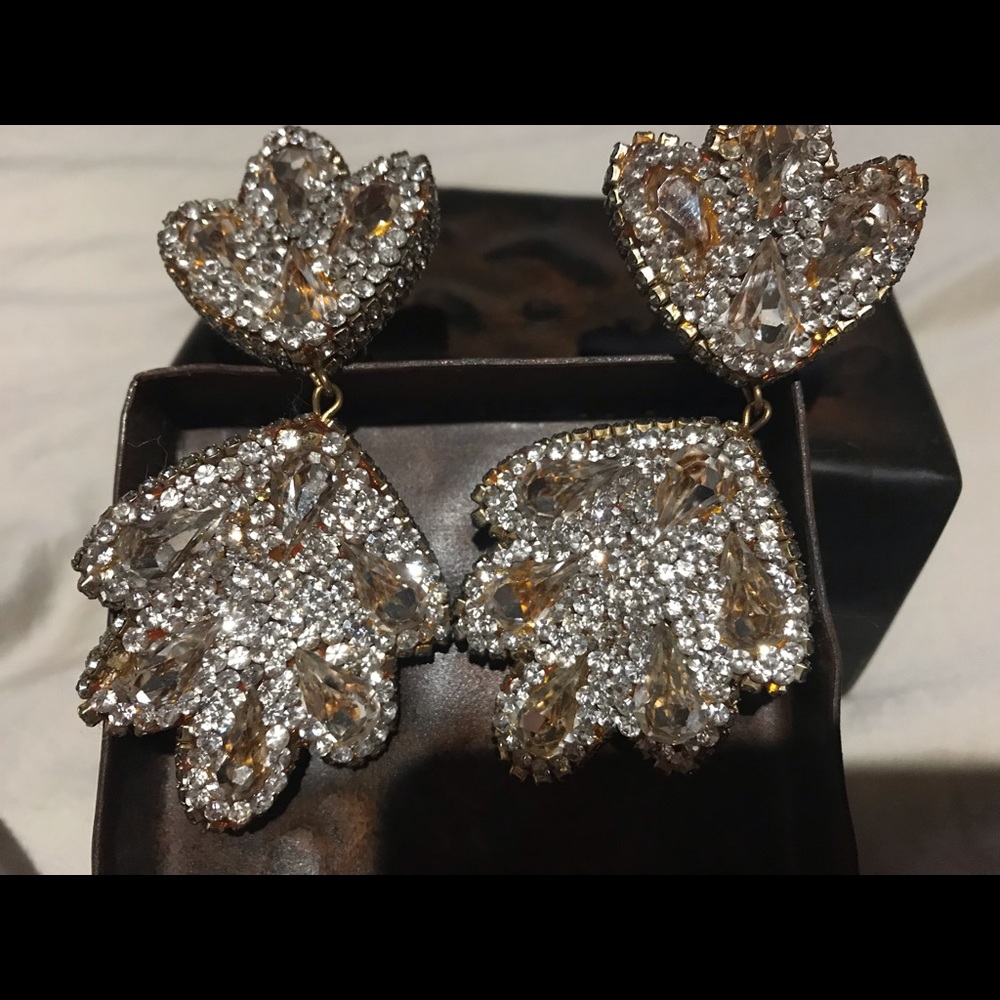 Clip backed CZ drop earrings